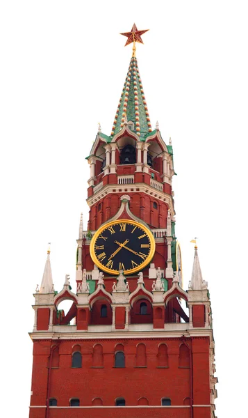 Wieża z moskiewskiego Kremla na białym tle na Zielone Świątki — Zdjęcie stockowe