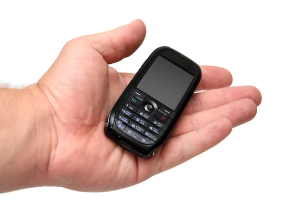 Cellulare sulla mano dell'uomo — Foto Stock