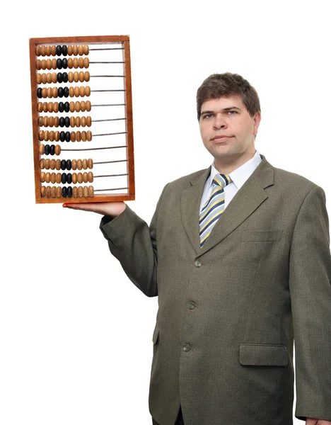 Işadamı ile abacus — Stok fotoğraf