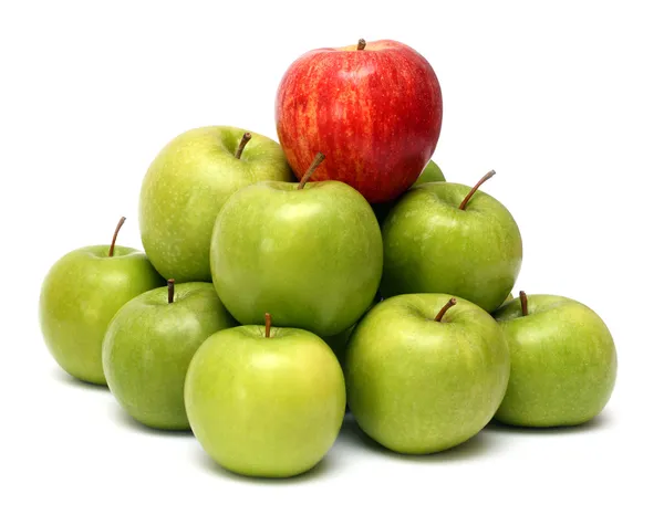 Dominanzkonzepte mit Äpfeln Stockbild