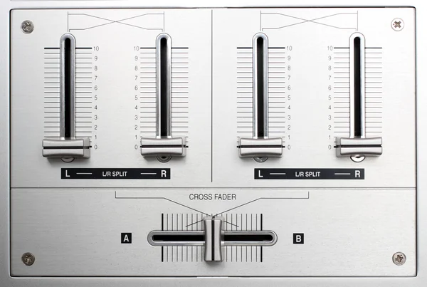 Fading controls of dj music mixer — Stock Photo, Image