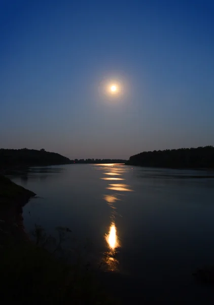 Moonbeam in river — Stock Photo, Image