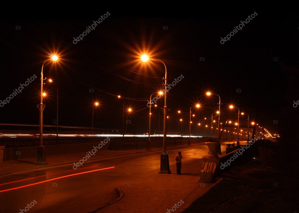 Night Road Through Bridge Stock Photo Image By C Kokhanchikov