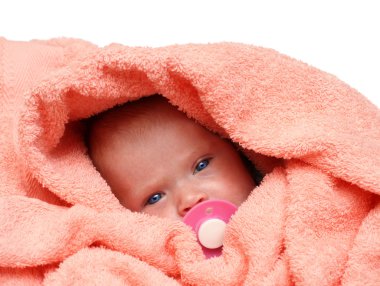 Newborn baby with soother clipart