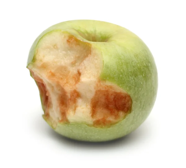 Groene aangebeten appel — Stockfoto