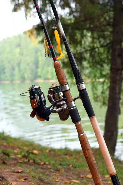 Two spinnings with baits — Stock Photo, Image