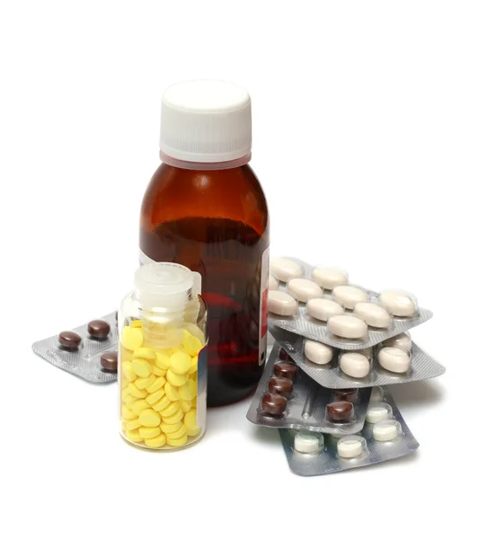 Mixture and pills close-up — Stock Photo, Image