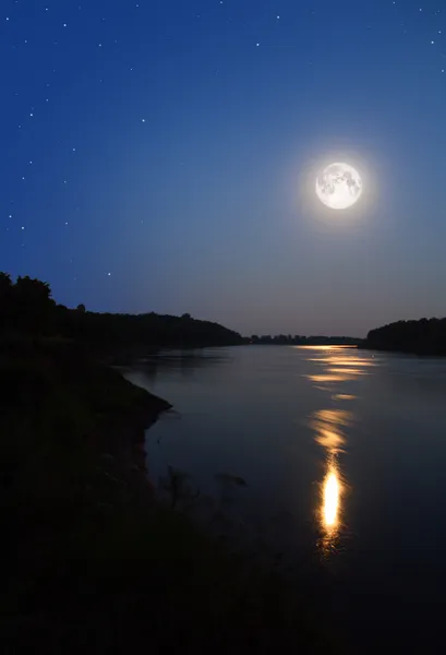 Moonbeam in river — Stock Photo, Image