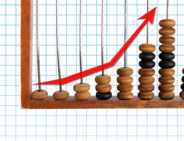 stock image Increase diagram on old abacus