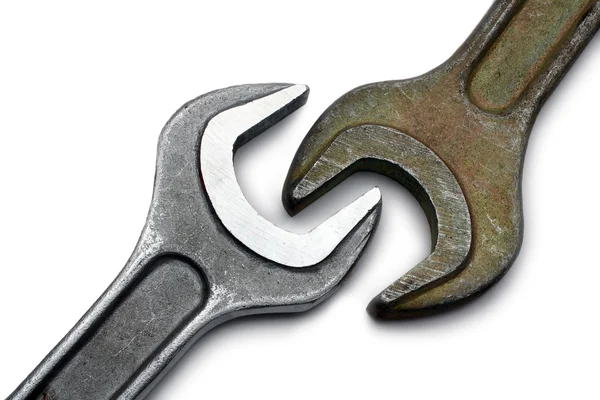 Two big metal spanners close-up — Stock Photo, Image