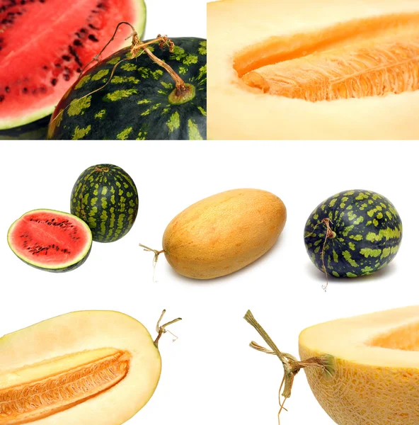 Conjunto de melão e melancia — Fotografia de Stock