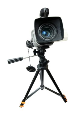 Video camera on tripod clipart