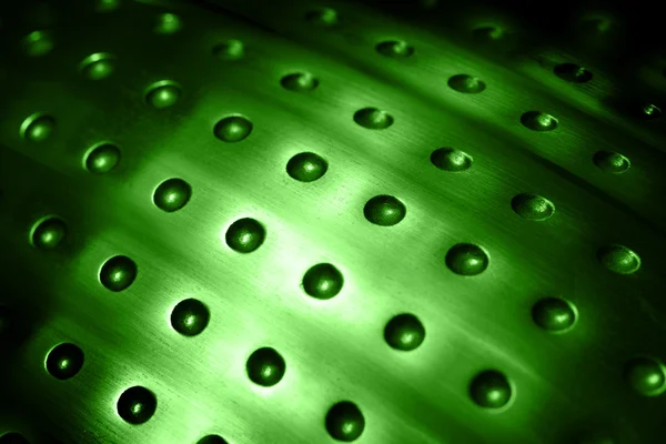 Metallo sferico sfondo superficie verde con ho — Foto Stock