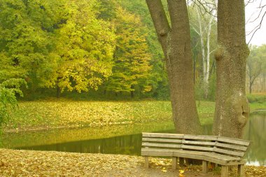 Bench in autumn park clipart