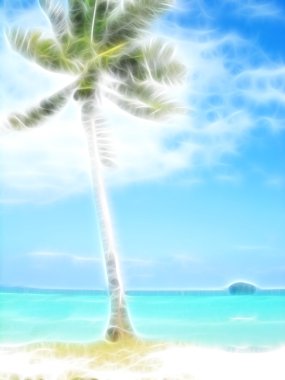 Fractal image with palm on the beach clipart