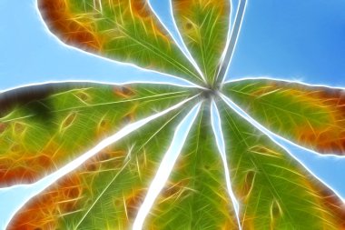 Fractal image with chestnut leaves clipart