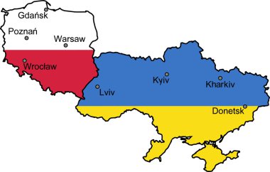 Map of Ukraine and Poland clipart