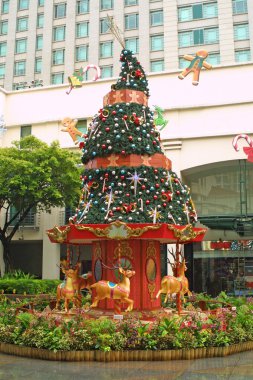 Decorated newyear-tree in Singapore clipart