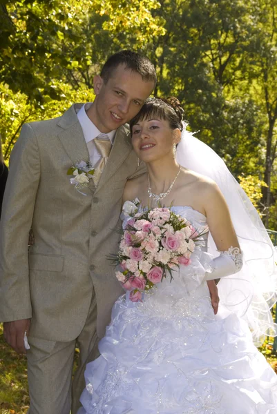 Nevěsta a grome líbání — Stock fotografie