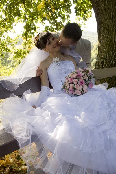 Sposa e grome baci — Foto Stock