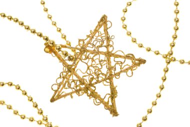 Christmas gold star on chain clipart