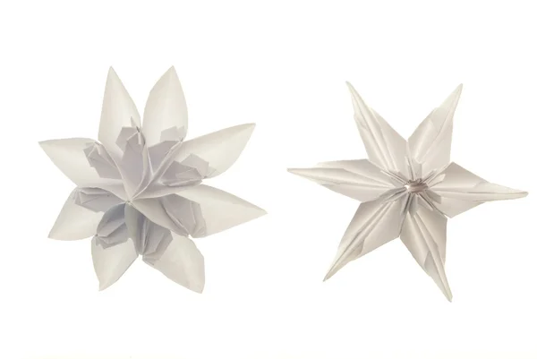 Белые снежинки Оригами — стоковое фото