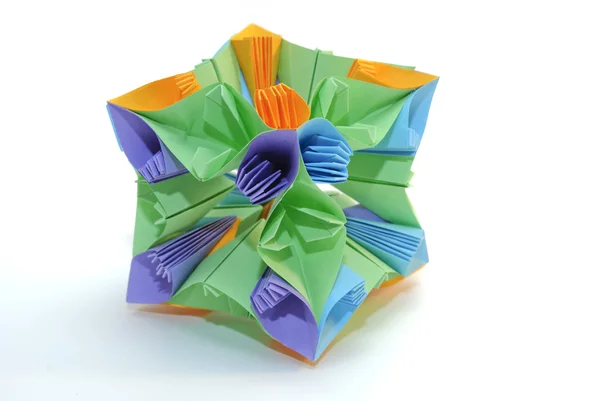 종이 접기 "다채로운 큐브 꽃" — 스톡 사진