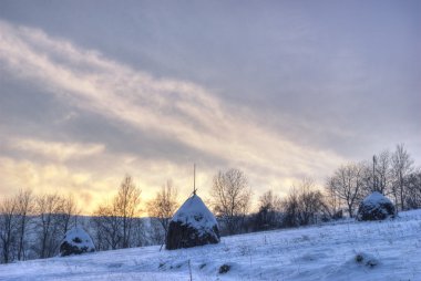 Rural winter landscape clipart