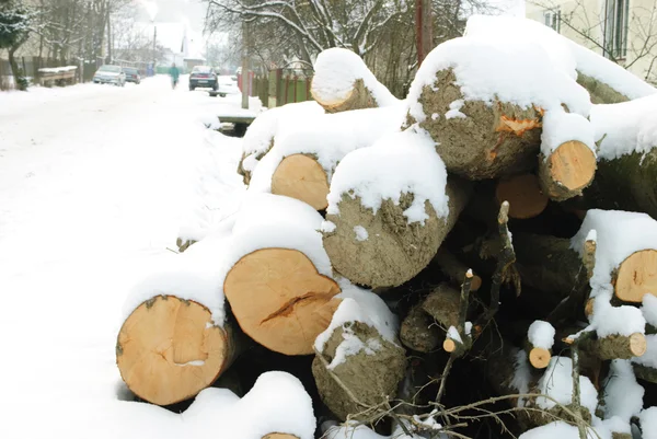 Wood under the snow — Stock Photo, Image