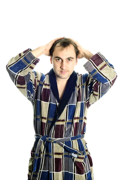 Man dressing bathrobe — Stock Photo, Image