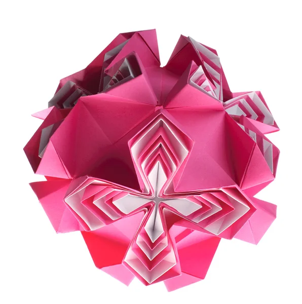 Origami kusudama caixa rosa — Fotografia de Stock