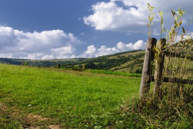 Rural landscape with fence clipart