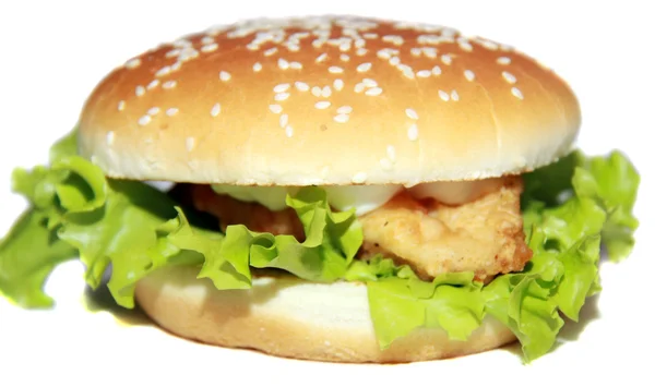 Smaczny hamburger na białym tle na białym tle — Zdjęcie stockowe