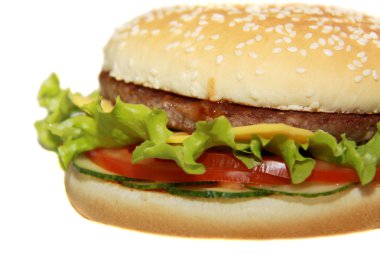 Beyaz backgr izole lezzetli hamburger