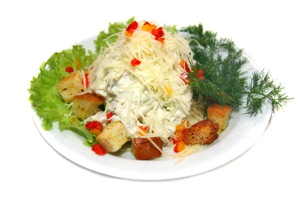 Chicken Caeser Salat isoliert auf einem weißen — Stockfoto