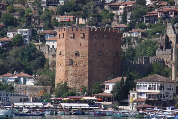 Red brick tower in Alanya — Stock Photo, Image