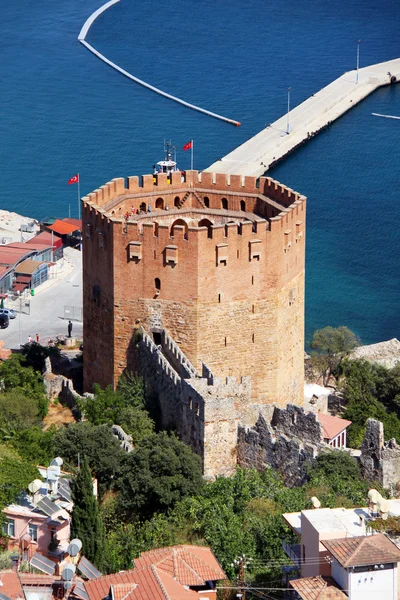 Πύργος λιμάνι alanya και κόκκινο τούβλο — Φωτογραφία Αρχείου