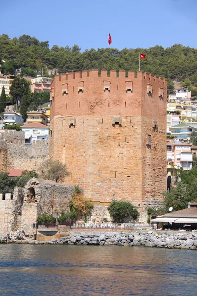 Red brick tower in Alanya — Stock Photo, Image