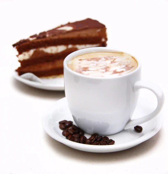 Coffee and chocolate cake — Stock Photo, Image