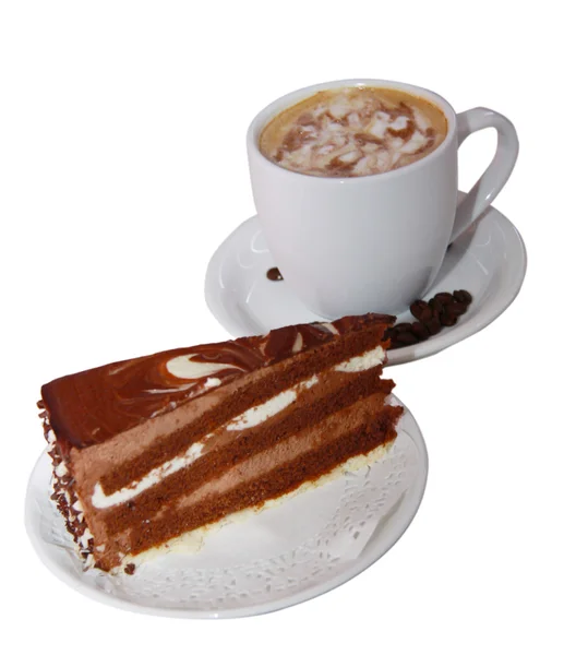 Café e bolo de chocolate — Fotografia de Stock