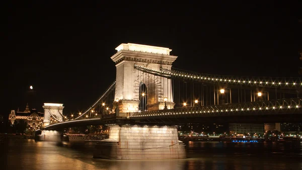 stock image Budapest bridge at night