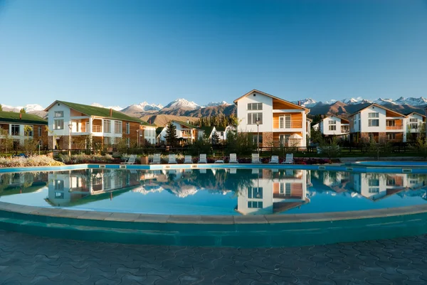 stock image View of luxury cottages with the pool in