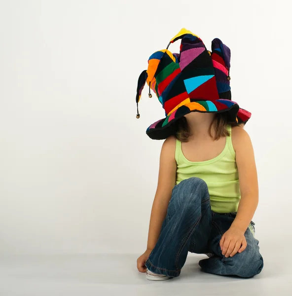 Little girl in a funny hat — Stock Photo, Image