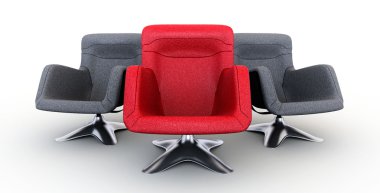Three chairs on white background clipart