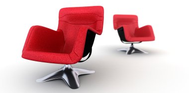 beyaz zemin üzerine kırmızı iki sandalye