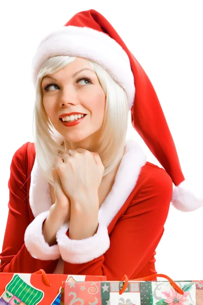 Santa claus helper meisje — Stockfoto