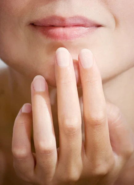 Female lips and fingers — Stock Photo, Image