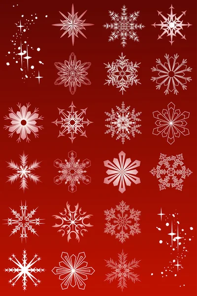20 beautiful cold crystal snowflakes — Stock Vector