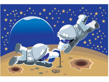 Two astronauts in space clipart