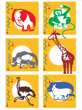 Wild animals set. Vector illustration clipart